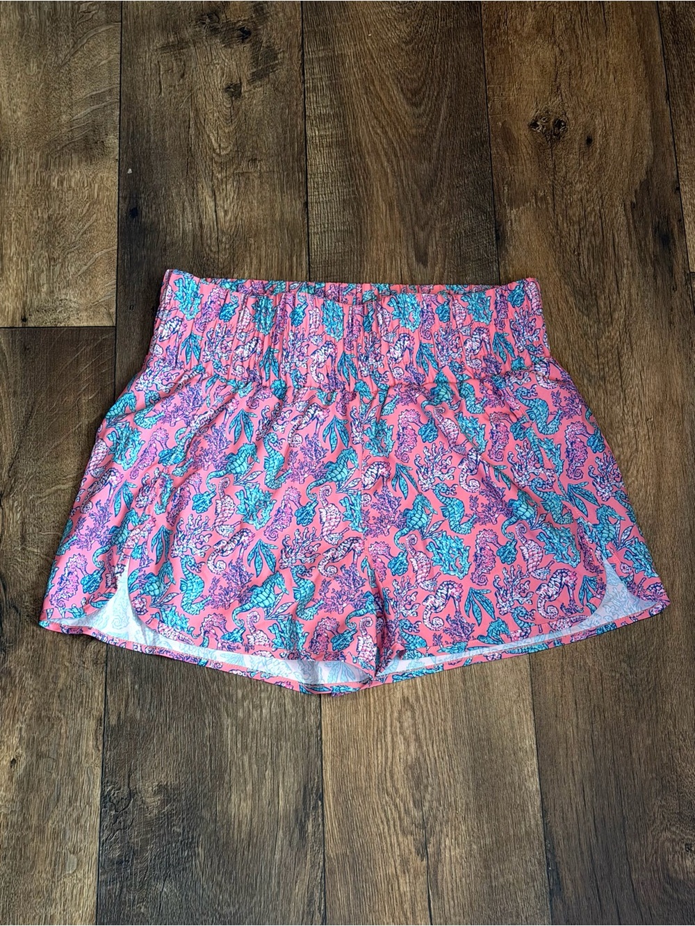 Simply Southern Pink & Aqua Mermaid Print Athletic Shorts